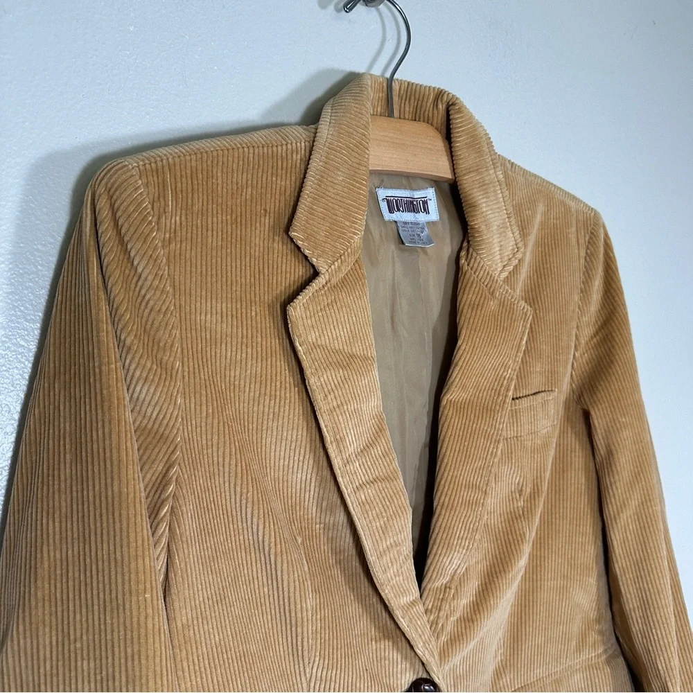 Worthington Women's 16 Blazer Tan Corduroy 100% Cotton Vintage Made in‎ Japan